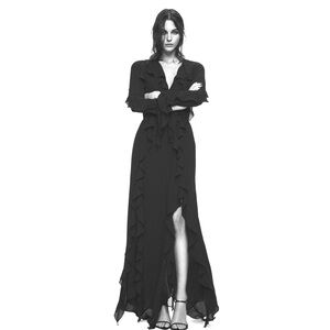 Black Ruffle Maxi Dress